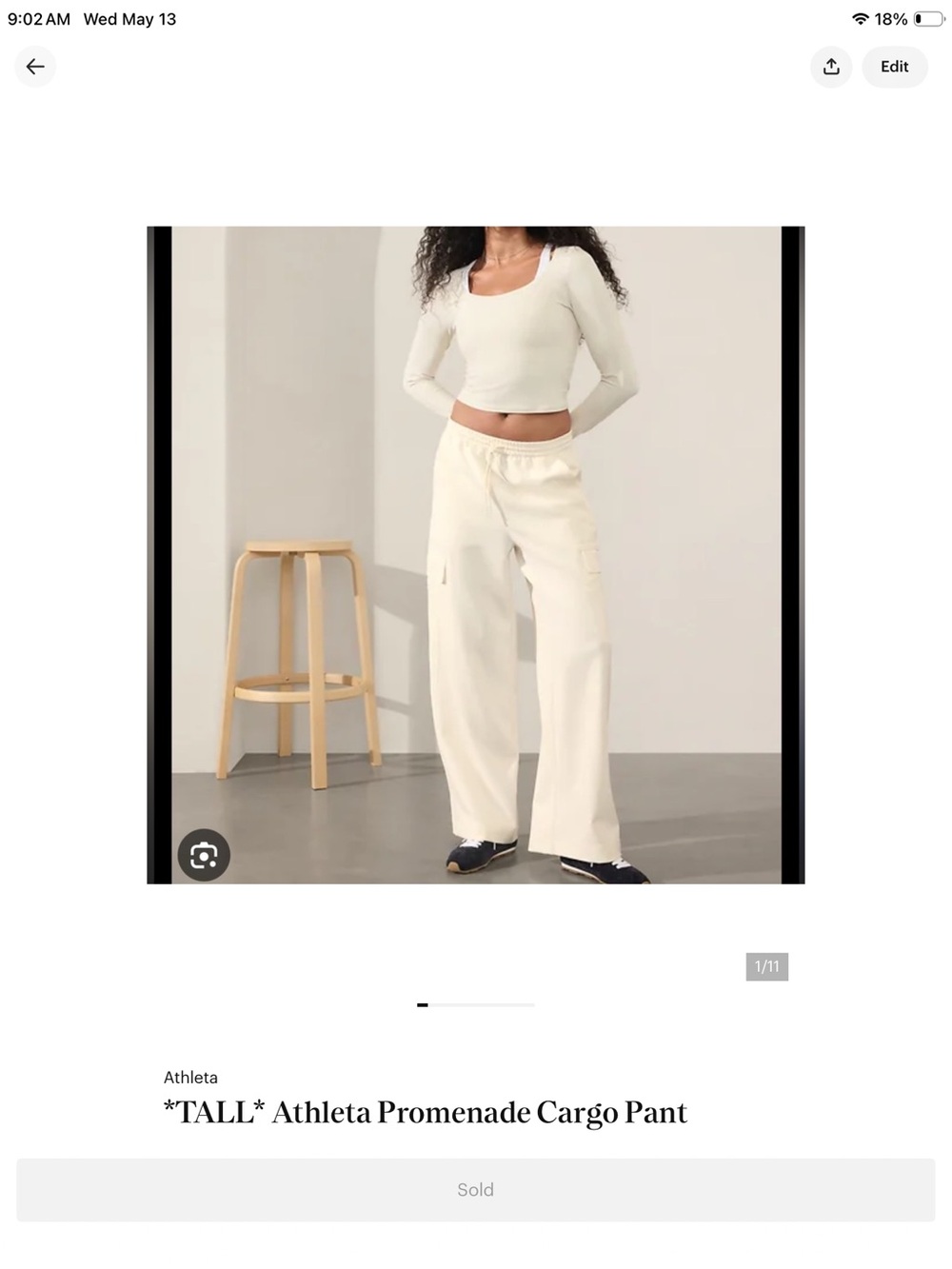 *TALL* Athleta Wide-Leg Promenade Cargo Pants — Cream
